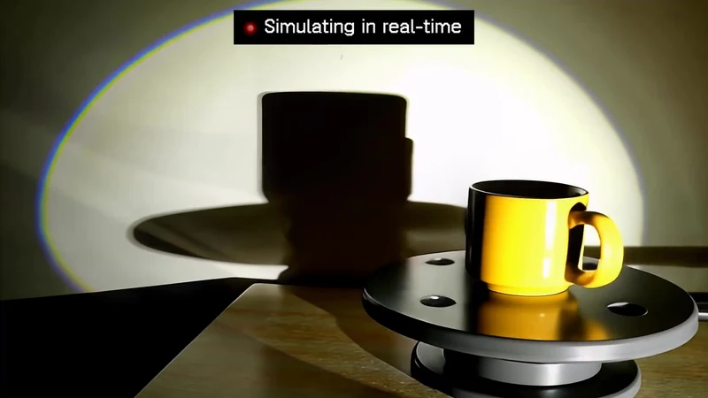 A real-time Odyssey-2 Max simulation featuring a yellow mug